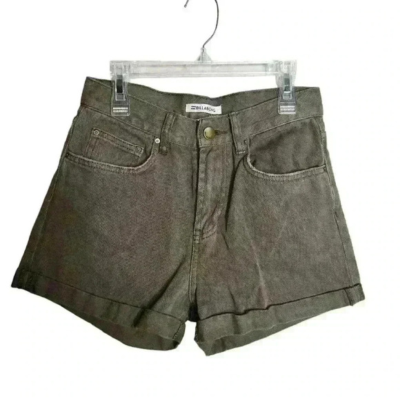 Billabong Women's Army Green High Rise Cuffed Shorts Size 25 - Picture 1 of 5
